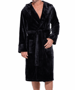 Men's Plush Soft Warm Fleece Bathrobe with Hood, Comfy Men's Robe