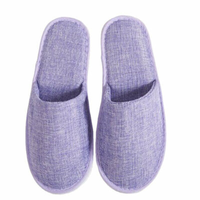 Closed Toe Cotton linen slippers - Purple