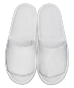 White Open Toe Adult Velour Slippers