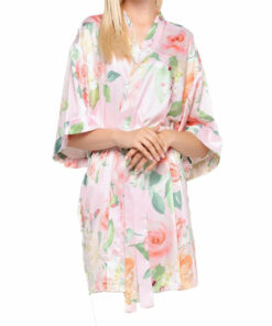 Carmen Floral Satin Kimono Short Robe