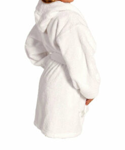 Microfiber Lined Hooded White Kids Robe