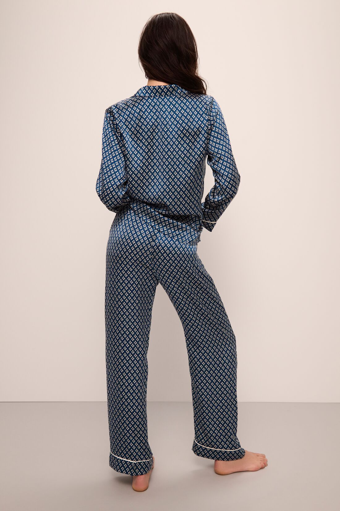 Inez Washable Silk Printed Long PJ Set - X-Small