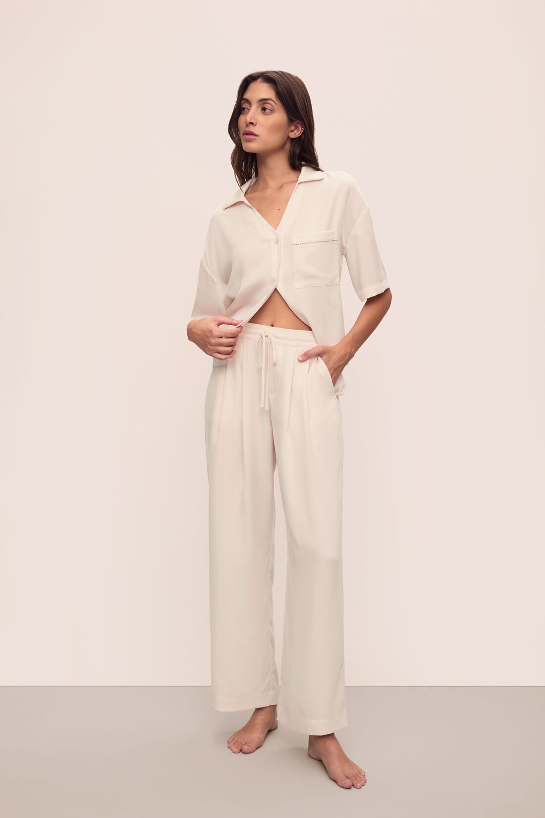 Tencel Woven Relaxed Button Front Top