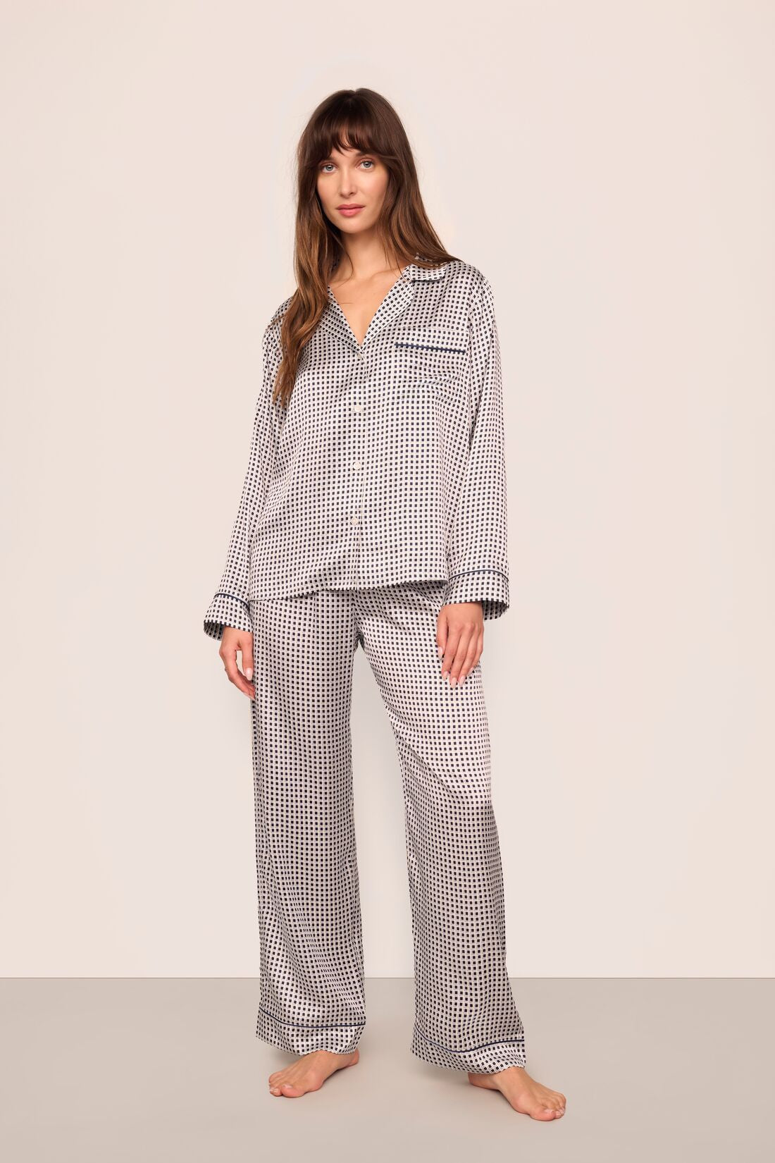 Inez Washable Silk Printed Long PJ Set #14