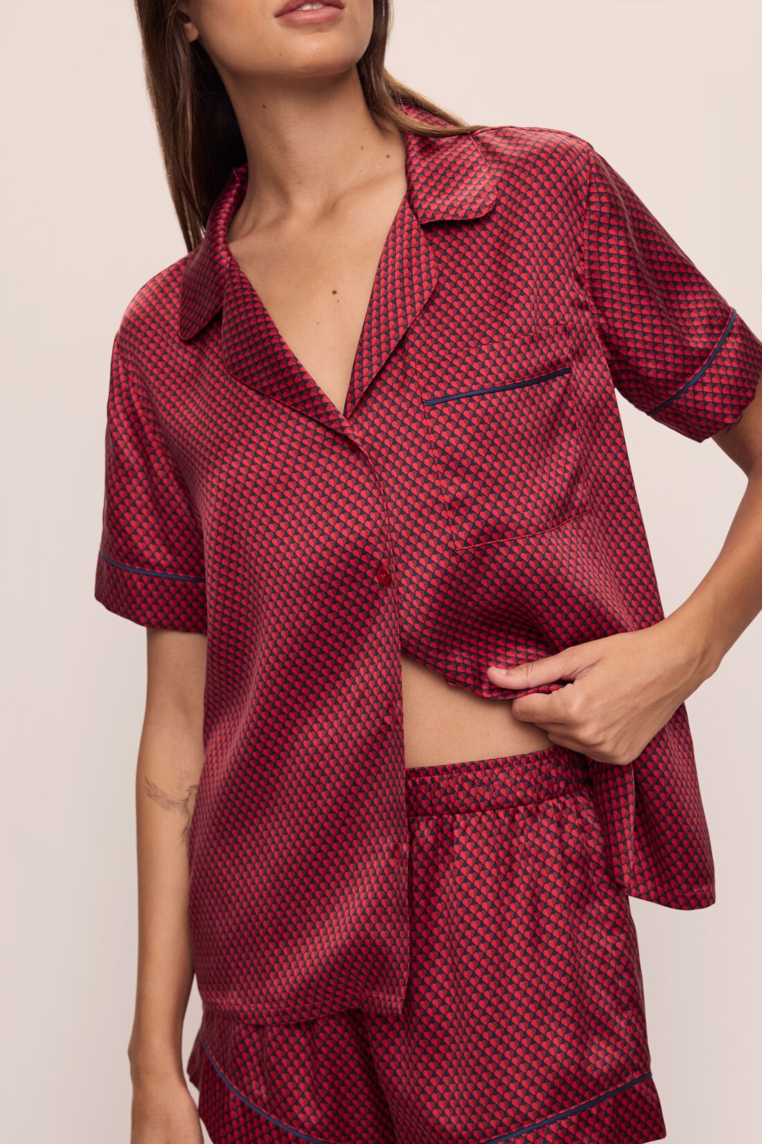 Inez Washable Silk Printed Short PJ Set #14