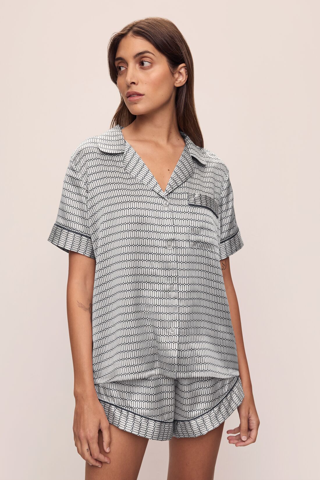 Inez Washable Silk Printed Short PJ Set #13
