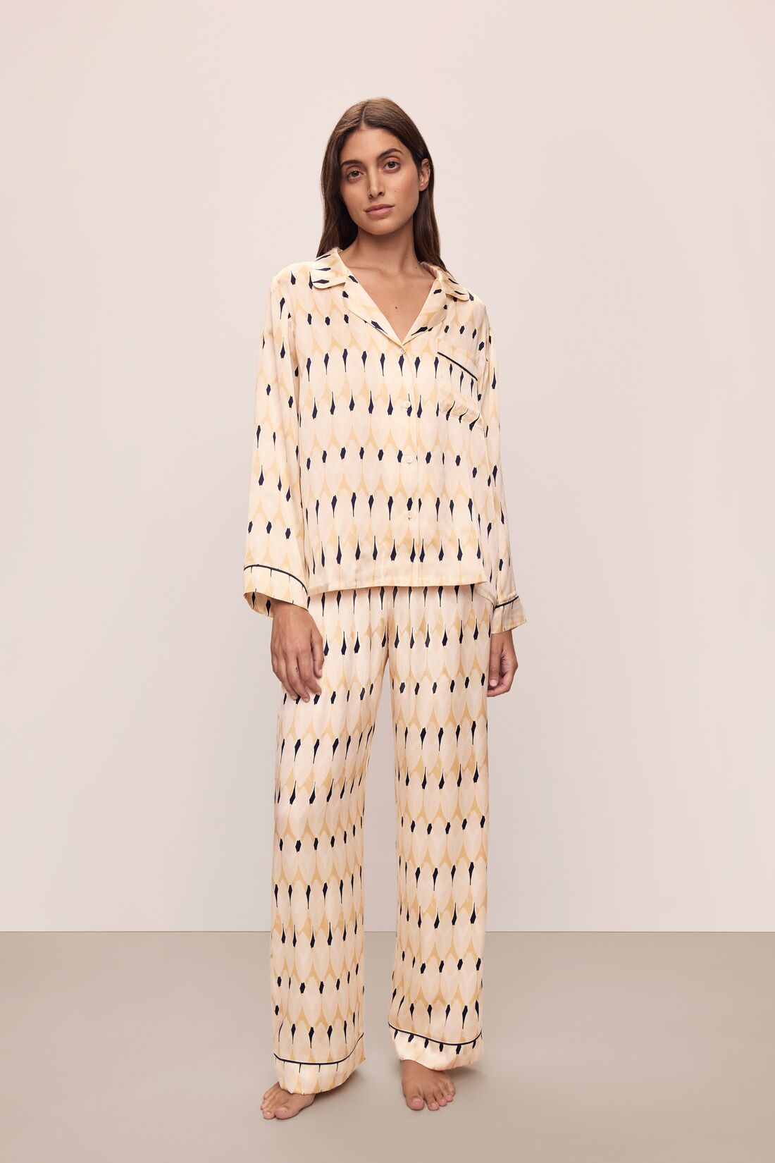 Inez Washable Silk Printed Long PJ Set #7