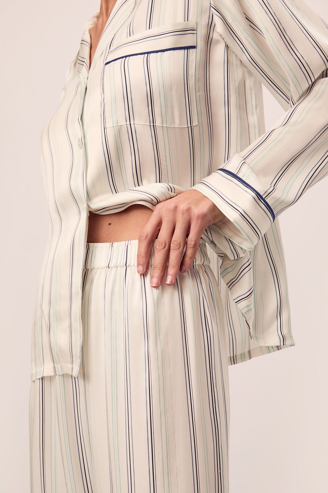 Inez Washable Silk Printed Long PJ Set #9