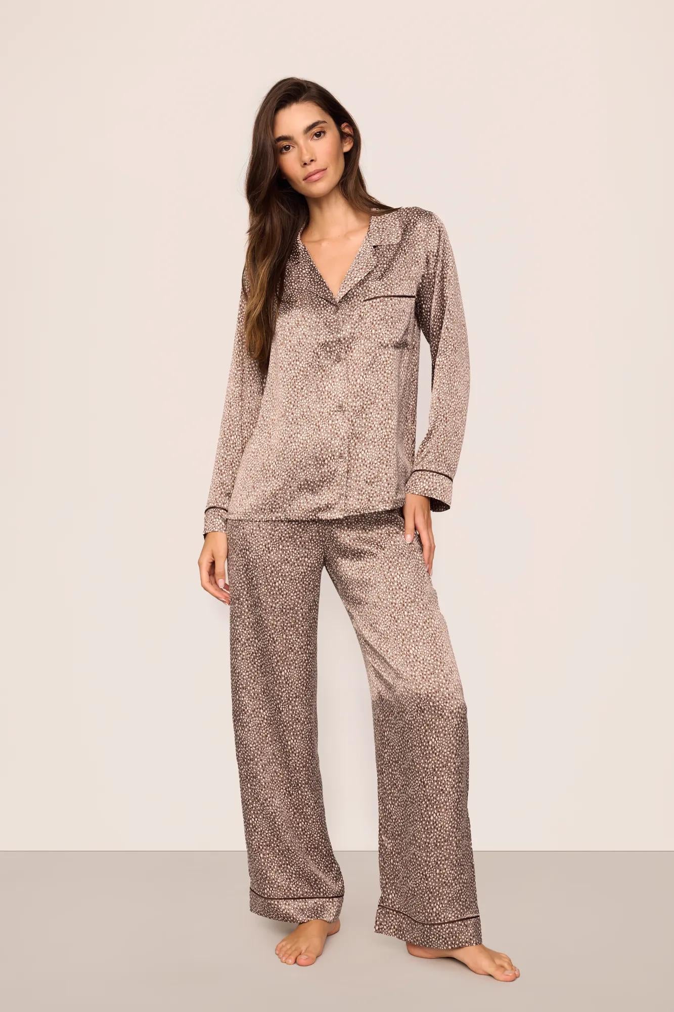 Inez Washable Silk Printed Long PJ Set #15