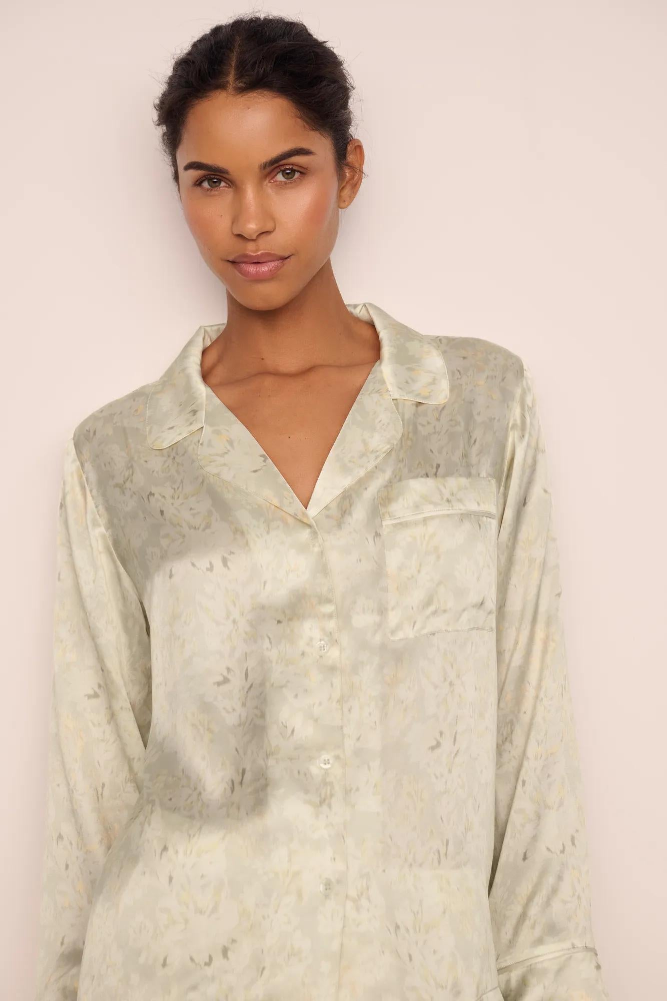 Inez Washable Silk Printed Long PJ Set #13