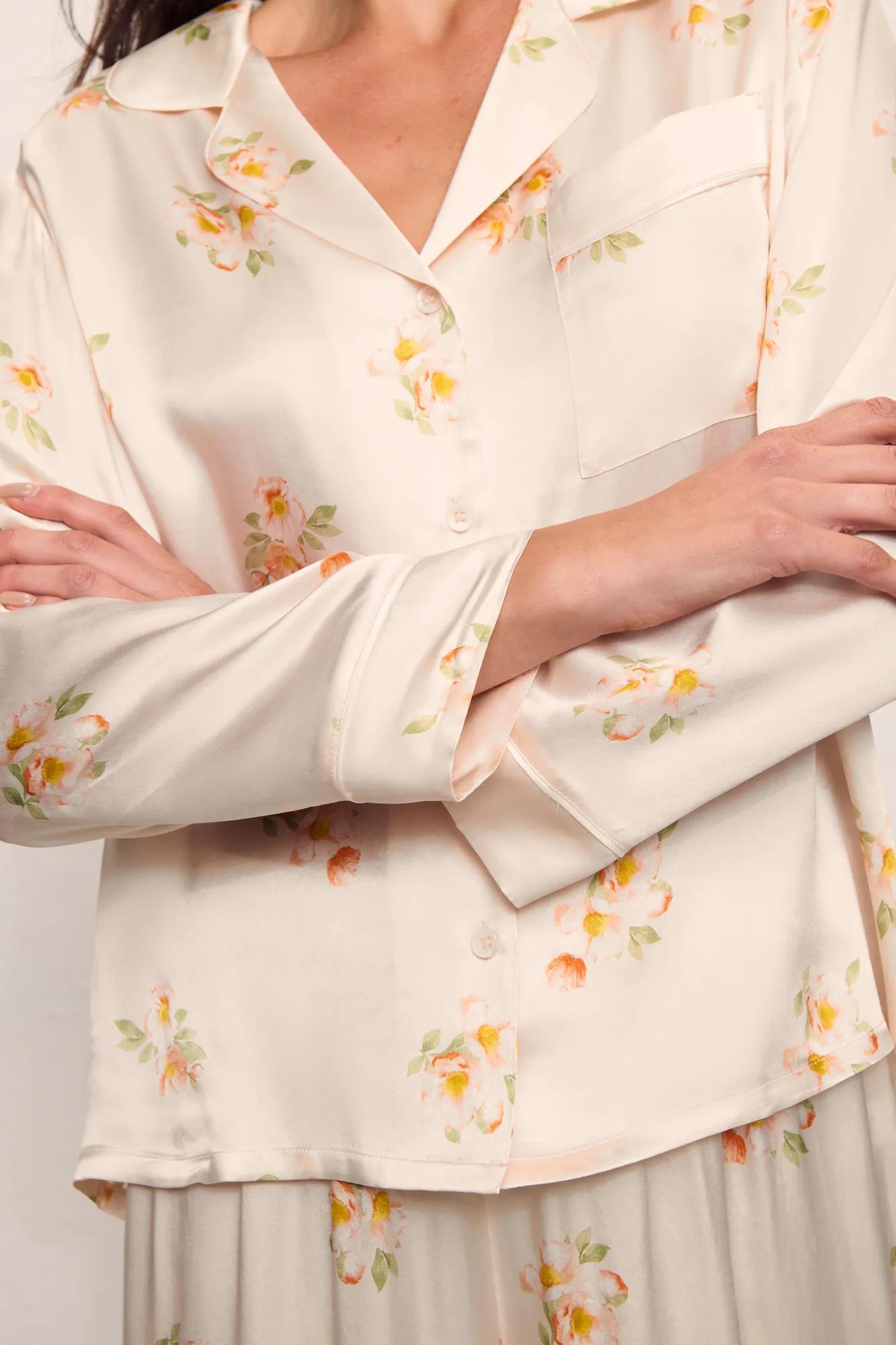 Inez Washable Silk Printed Long PJ Set #10