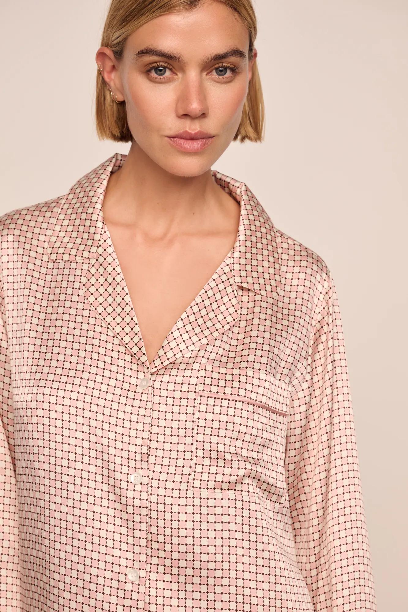 Inez Washable Silk Printed Long PJ Set #12