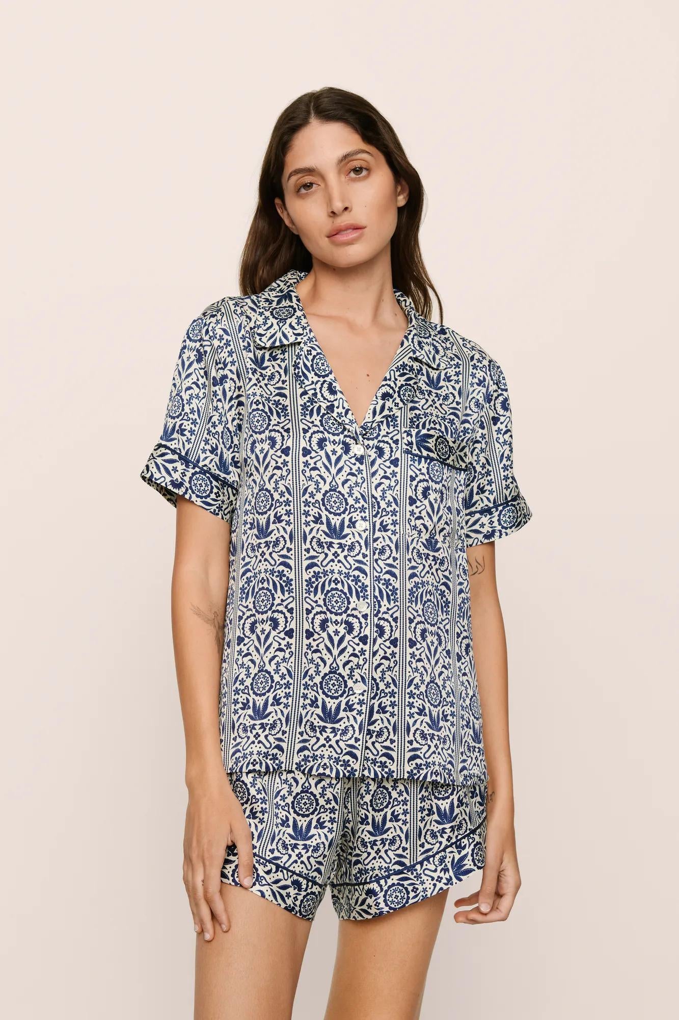 Eberjey x Casa Del Sol - Inez Washable Silk Printed Short PJ Set