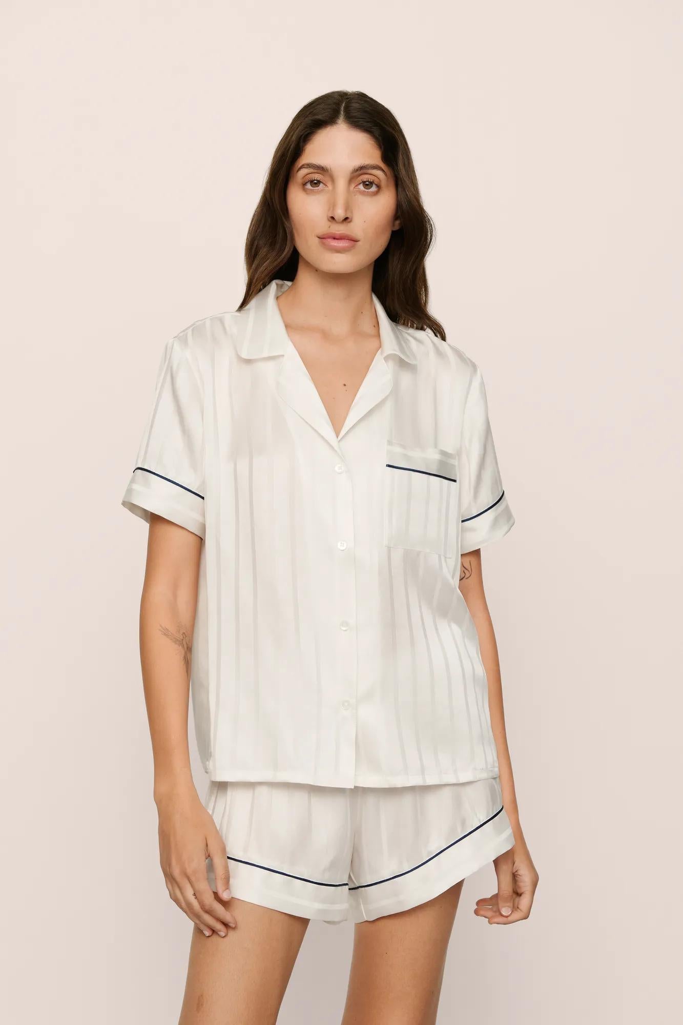 Inez Washable Silk Jacquard Short PJ Set #3