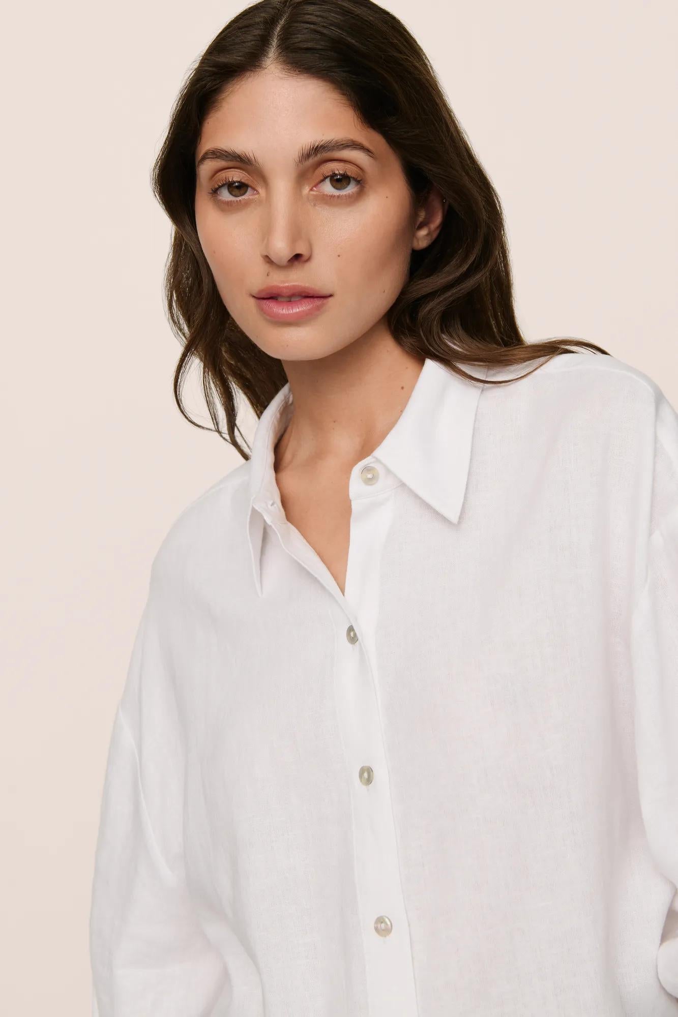 Linen Blend Relaxed Quarter Sleeve Top #3